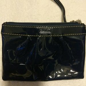Coach navy patent wristlet
